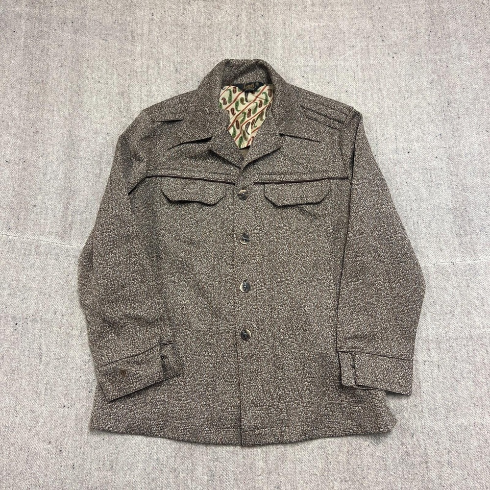 Vintage‎ Lee Leisure Jacket Mens Large Brown 1970s USA Button Up